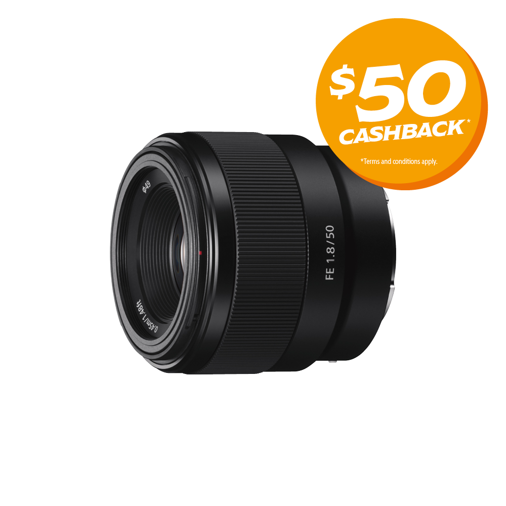 FE 50mm F1.8 Lens | Bonus $50 Cashback